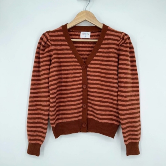 MODCLOTH Compania Fantastica Puff Sleeve Striped Cardigan Sweater - Picture 5 of 15
